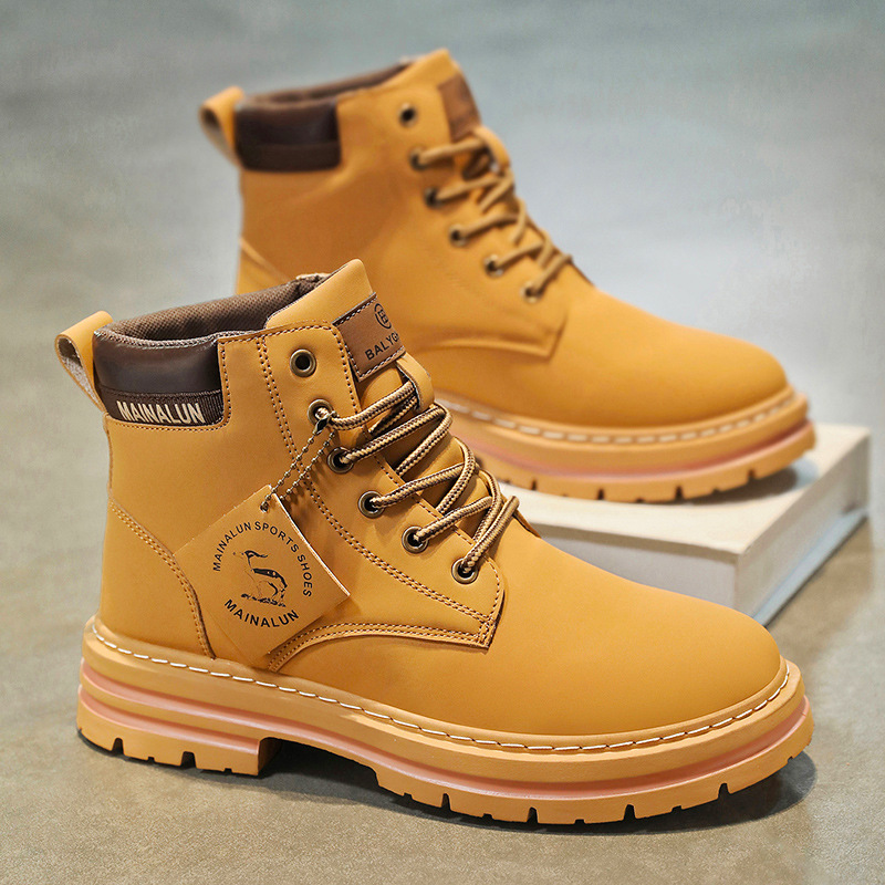 Men Shoes Yellow - Classic Men High Top Boots High