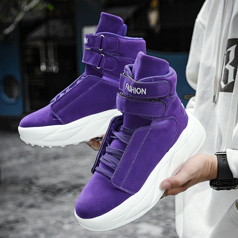 2026 Purple High Top Sneakers  - Men Shoes Velcro ulasan dan harga
